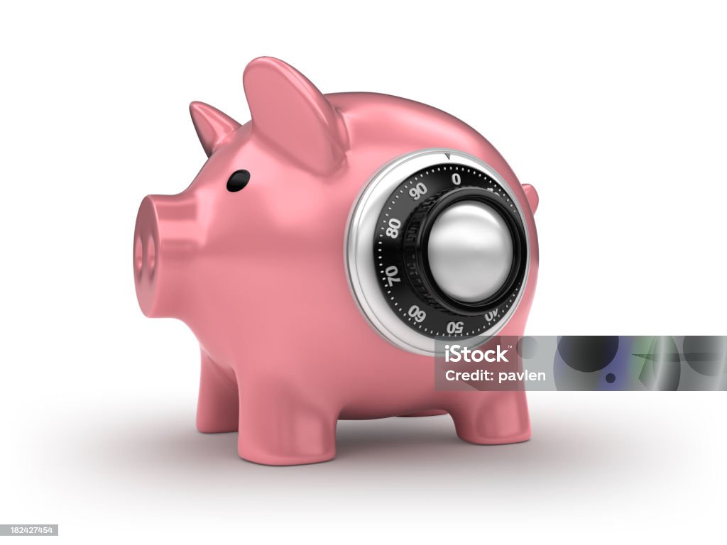 Sparschwein mit Kombinationsschloss - Lizenzfrei Bankkonto Stock-Foto