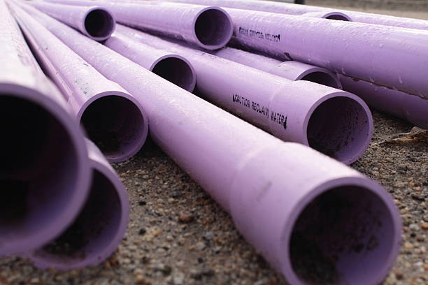 Purple Pipes With Caution Stamp