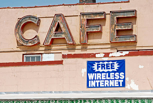 istock Free wireless internet sign at old cafe 182427790