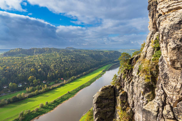 istock View over the river Elbe to the Saxon Sandstone Mountains, Germany 1824278511