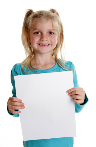 A little girl holding a blank sign