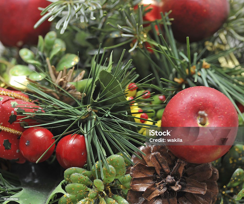 christmas decoration ornament apples and spruce  Backgrounds Stock Photo