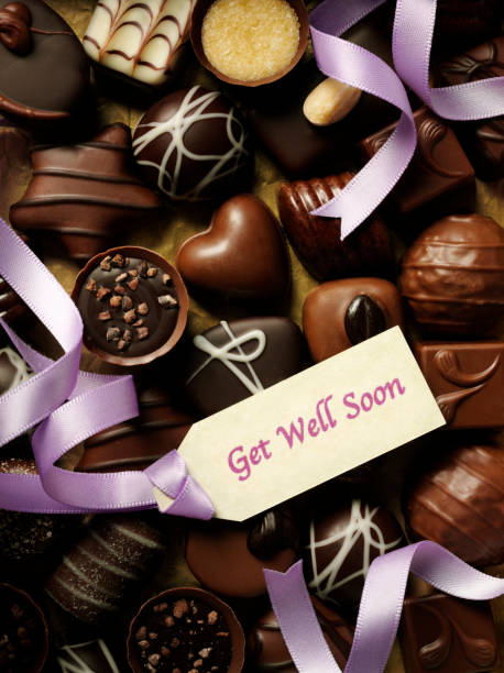 istock Get Well Soon Label and Chocolates 182428322