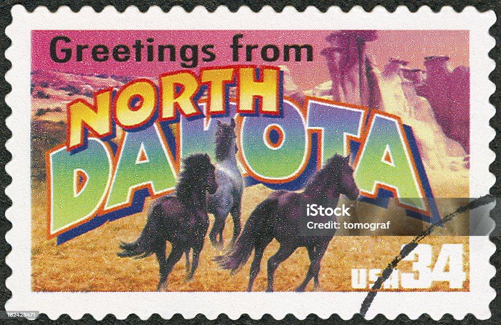 Sello postal - Foto de stock de Dakota del Norte libre de derechos