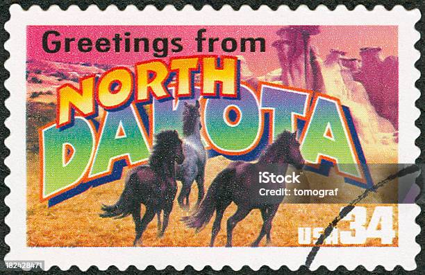 Sello Postal Foto de stock y más banco de imágenes de Dakota del Norte - Dakota del Norte, Saludar, Ajardinado