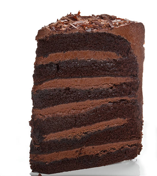 chocolate fudge cake - portion serving size copy space icing стоковые фото и изображения