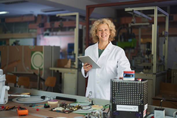 istock Happy female scientist working in laboratory. 1824289493