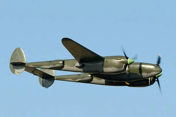 WWII fighter/bomber airplane. Lockheed P-38 Lightning.