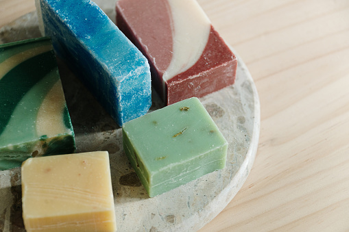 Handcrafted soap with different colors