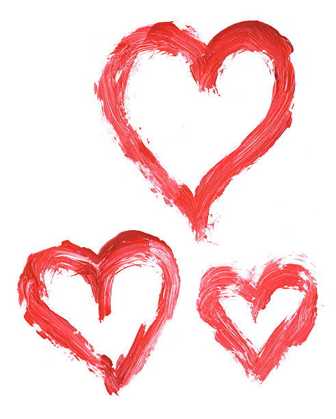 Painted red hearts stock photo