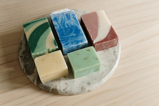 Handcrafted soap with different colors