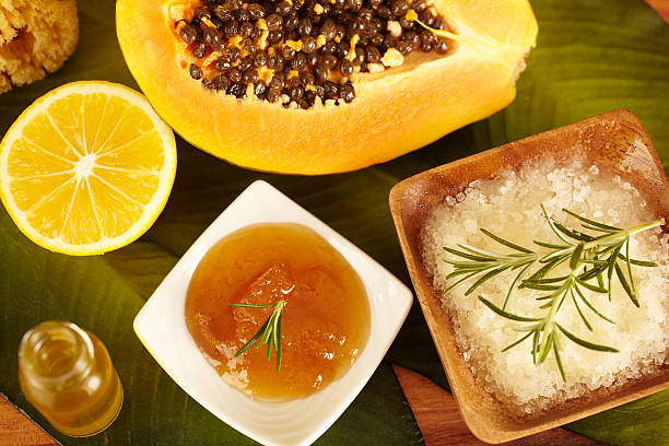 istock Spa still life of bath salt scrub and honey 182430141