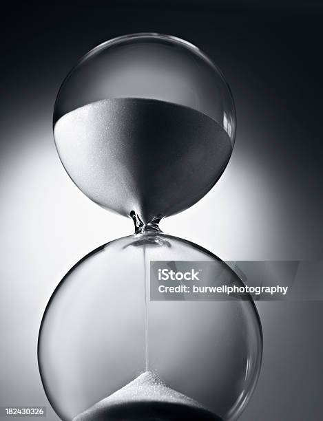 Hourglass Low Angle Macro Stock Photo - Download Image Now - Hourglass, Black And White, Timer