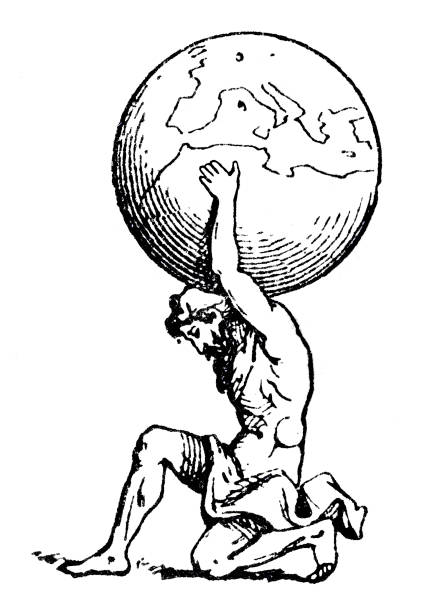In Greek mythology, Atlas is a Titan condemned to hold up the heavens or sky for eternity after the Titanomachy. Atlas also plays a role in the myths of two of the greatest Greek heroes: Heracles ( Hercules in Roman mythology ) and Perseus.Original edition from my own archivesSource : Larousse 1899