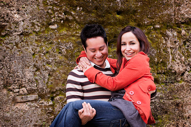 Couple outdoors stock photo