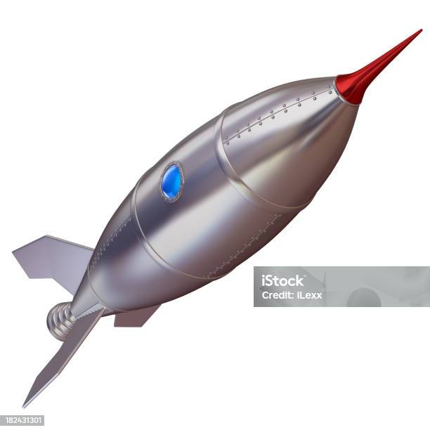 Retrostyled Rocket Stock Photo - Download Image Now - Retro Style, Rocketship, Cut Out