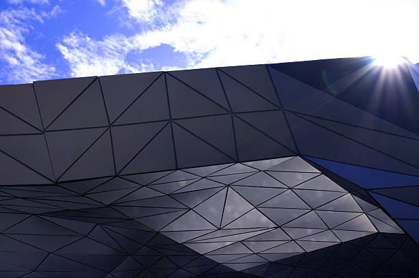 istock Postmodern Architecture Detail with Sky and Sun Flare 182431454