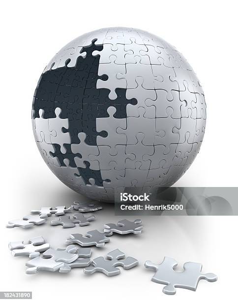 Spherical Puzzle In Progress Neutral White Stock Photo - Download Image Now