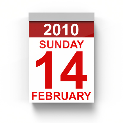 Valentine's Day 2010 Calendar. Celebration Concept. 3D Render.