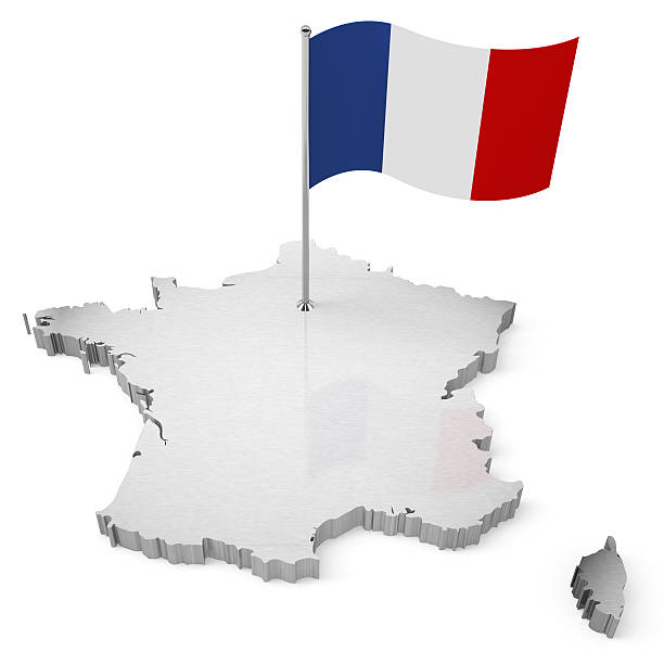 istock 3D France Map with flag 182432541
