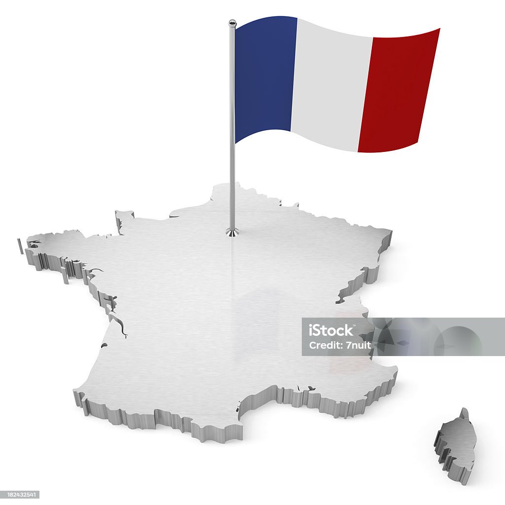 3 D mapa com bandeira França - Foto de stock de França royalty-free