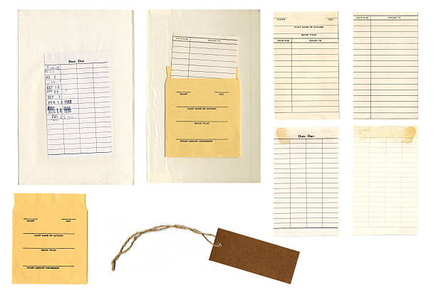 istock Various Antique Library Cards on a White Background 182432645
