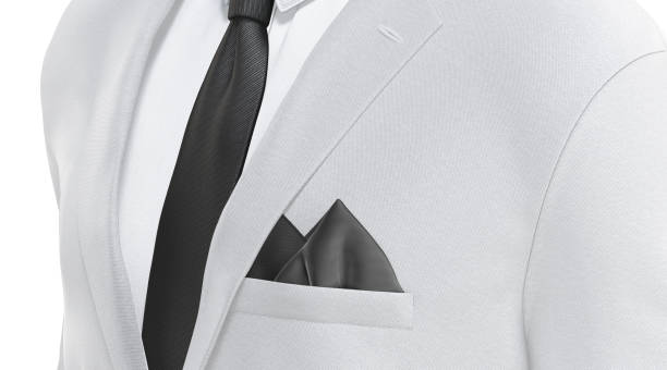 istock Blank black folded pocket square classic suit mockup, side view 1824332756