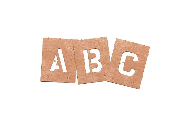 Photo of Stencil letters forming the initials ABC