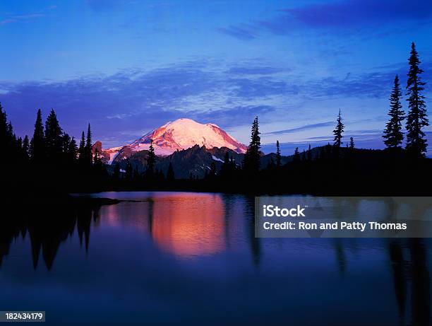 Mount Rainier At Dawn From Tipsoo Lake Stock Photo - Download Image Now - Lake, Mt Rainier, Alpenglow