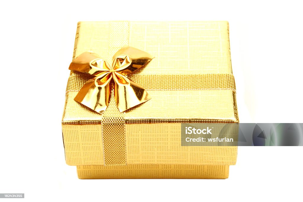 Golden caixa de presente - Foto de stock de Aniversário royalty-free