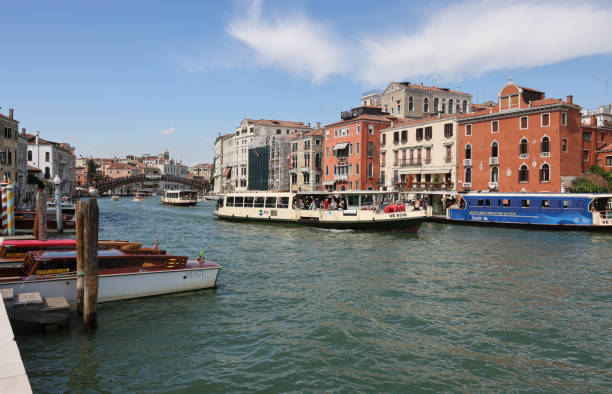 View of the Grand Canal from the terrace at the Peggy Guggenheim Collection in Venice Venice, Italy - September 5, 2022: View of the Grand Canal from the terrace at the Peggy Guggenheim Collection in Venice peggy guggenheim stock pictures, royalty-free photos & images