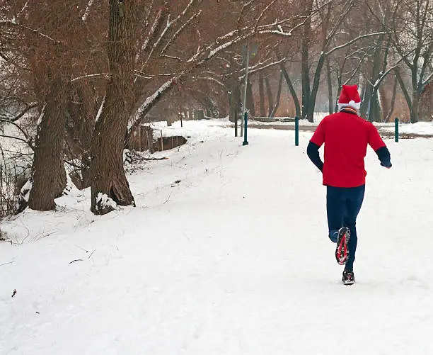 Running in winter on the snow.