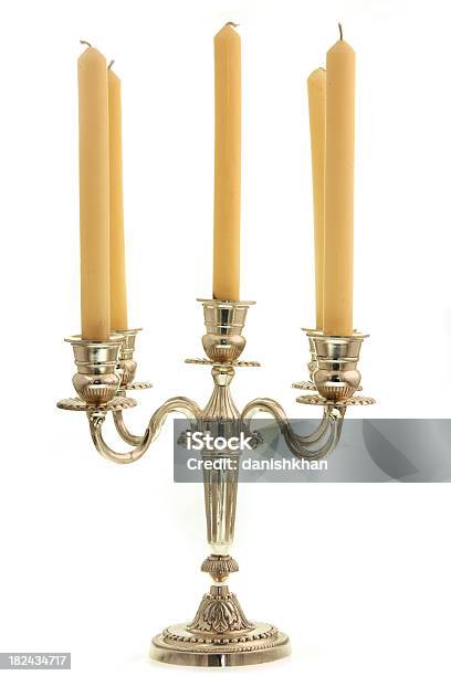 Candelabra And Candles On White Stock Photo - Download Image Now - Candlestick Holder, Cut Out, White Background