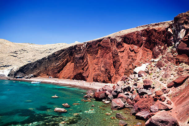 istock Red volcanic beach on Santorini 182434996