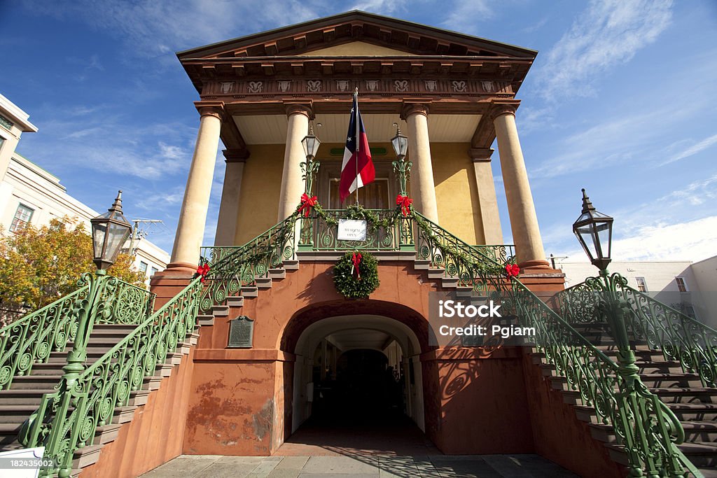 Charleston SC shopping district South Carolina row of old historic market business buildings Charleston - South Carolina Stock Photo