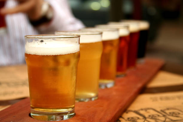 Glasses of beer stock photo