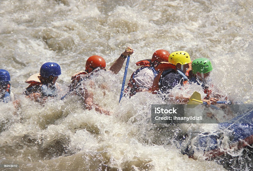 Rafting on White Water "Rafting on white water,after showery weather days." Activity Stock Photo