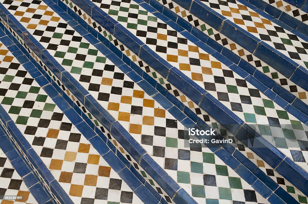 Arabic ornate steps in Morocco "Tiled staircase in Fez, Morocco. Makes for great background image." Arabia Stock Photo