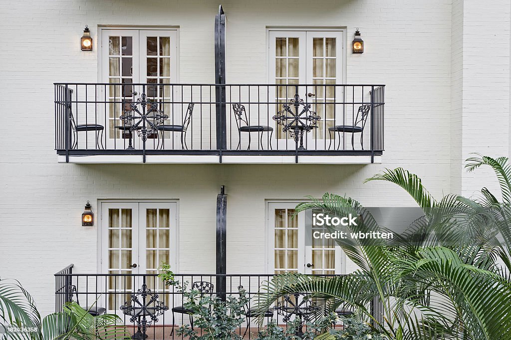 Private balcony in a resort hotel Luxury setting in a resort hotel. Architecture Stock Photo