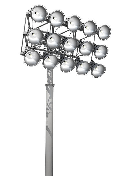 Stadium Lights Large stadium lights isolated on a white background.Could be a useful element in a sports composition.This is a detailed 3d rendering. floodlight stock pictures, royalty-free photos & images