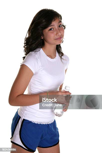 Menina Com A Garrafa De Água - Fotografias de stock e mais imagens de 14-15 Anos - 14-15 Anos, Fundo Branco, Adolescente