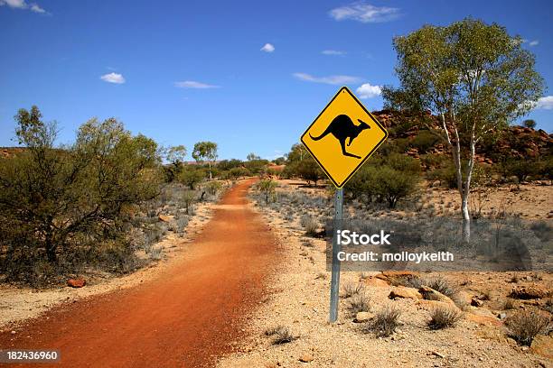 Kangaroo Señal En El Outback Foto de stock y más banco de imágenes de Australia - Australia, Canguro, Señal de circulación