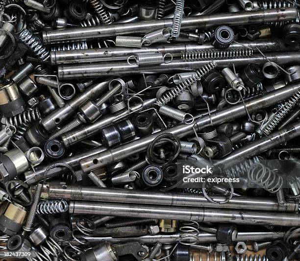 Various Mechanical Parts Stock Photo - Download Image Now - Ball Bearing, Coiled Spring, Collection