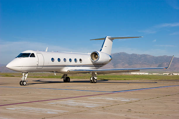 Corporate Jet at Airport stock photo