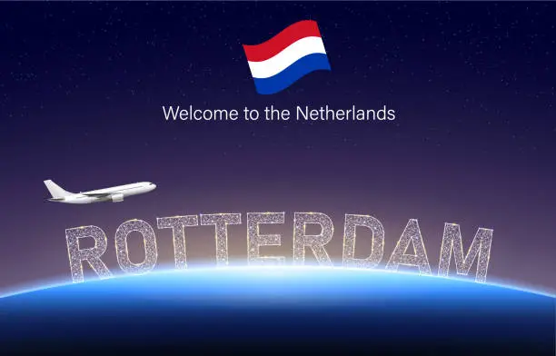 Vector illustration of Welcome to Rotterdam of Netherlands