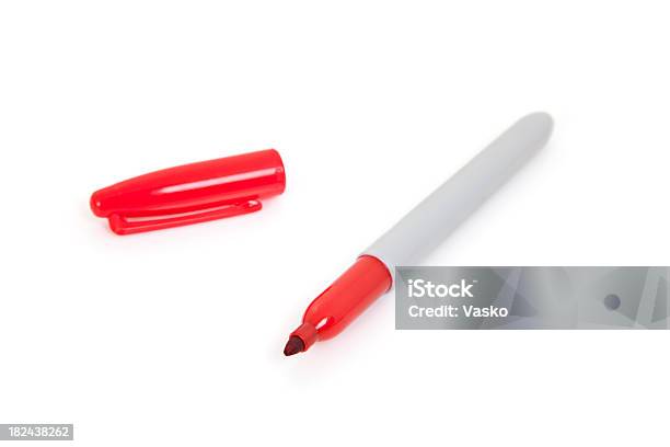 빨간색 마커 싸인펜에 대한 스톡 사진 및 기타 이미지 - 싸인펜, 빨강, 흰색 배경