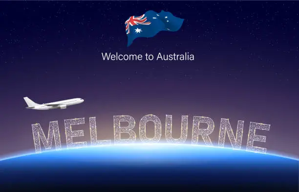 Vector illustration of Welcome to Melbourne of Australia