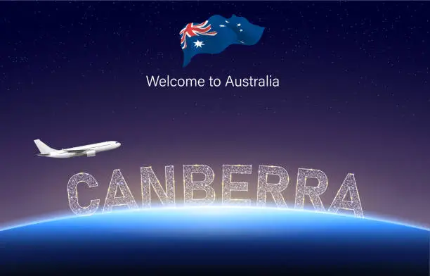 Vector illustration of Welcome to Canberra of Australia