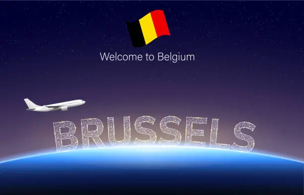 Vector illustration of Welcome to Brussels of Belgium