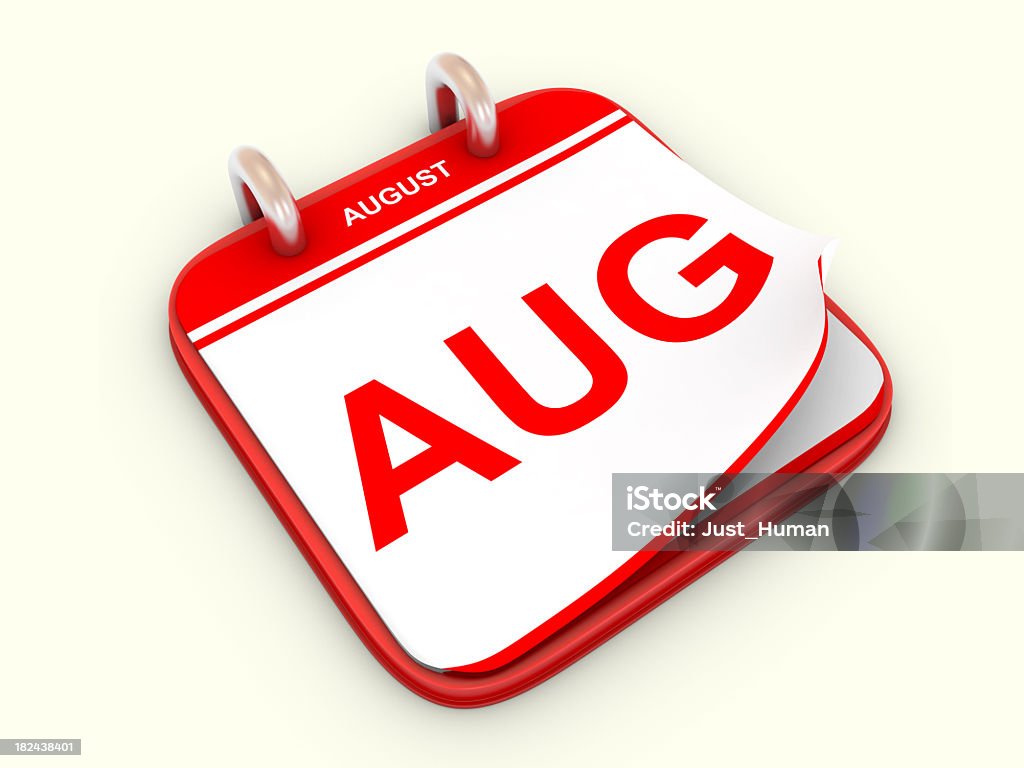 Kalender des Monats August - Lizenzfrei Aktenordner Stock-Foto